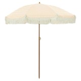 Cumpara ieftin Umbrelă de soare Galben și alb &Oslash; 160 x 195 cm Oțel