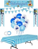 Set aniversar AnMeelin, 54 piese, alb/albastru, poliester/latex