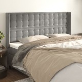 VidaXL Tăblie de pat cu aripioare gri deschis 203x16x118/128cm catifea