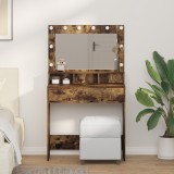 VidaXL Masă de toaletă cu lumini LED, stejar fumuriu, 79x41x135 cm