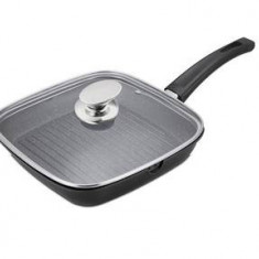 Tigaie grill marmorata 24 cm, antiaderenta, cu capac, curatare usoara, inductie AG24ML Royalty Line