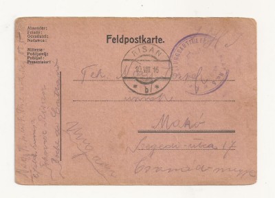 D2 Carte Postala Militara k.u.k. Imperiul Austro-Ungar, 1916, Mako Ungaria foto