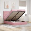 VidaXL Cadru de pat otoman cu saltele Roz 140x190cm catifea 3314395