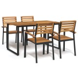 Cumpara ieftin Set mobilier de grădină, 5 piese, lemn masiv de acacia și metal