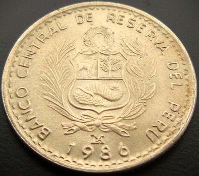Moneda exotica 1 INTI - PERU, anul 1986 * Cod 952 = luciu de batere foto