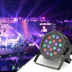 Proiector LED RGB 18W, DMX512 controller disco, senzor sunet foto