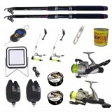 Set complet de pescuit sportiv cu lanseta de 2.7 m, mulinete Cobra, 2 senzori si accesorii