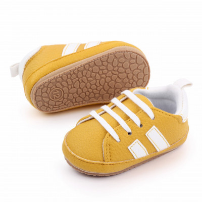 Adidasi galben mustar cu dungi albe (Marime Disponibila: 3-6 luni (Marimea 18 foto