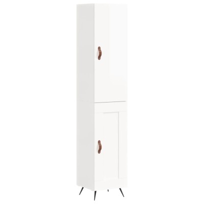 Dulap inalt, alb extralucios, 34,5x34x180 cm, lemn prelucrat foto