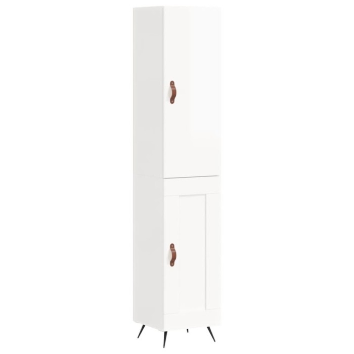 Dulap inalt, alb extralucios, 34,5x34x180 cm, lemn prelucrat