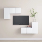 vidaXL Set dulapuri TV, 4 piese, alb, PAL