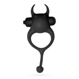Inele vibratoare - Crushious Demon Inel cu Vibratii pentru Penis Negru Mareste Stimularea pentru Ambii Parteneri