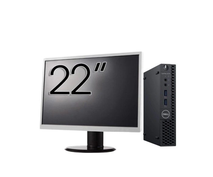 Pachet Calculator Second Hand DELL OptiPlex 3070 Mini, Intel Core i3-9100T 3.10 - 3.70GHz, 8GB DDR4, 256GB SSD + Monitor 22 Inch NewTechnology Media