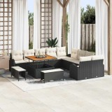 VidaXL Set de canapele pentru grădină 13 pcs Negru Rattan poli