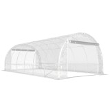 Outsunny Seră de Grădină Tip Tunel 3x6x2 m cu 2 Uși Rulabile, Cadru din Oțel și Acoperire din PE, pentru Legume, Fructe, Flori, Anti-UV, Transparentă