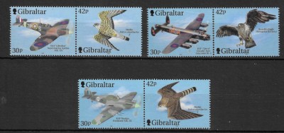 Gibraltar, fauna, pasari si avioane ( II ), 2000, perechi, MNH foto