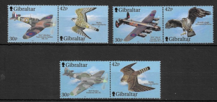 Gibraltar, fauna, pasari si avioane ( II ), 2000, perechi, MNH
