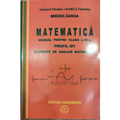 Matematica Manual pentru clasa a XII-a. Profil M1. Elemente de analiza matematica