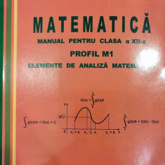 Matematica Manual pentru clasa a XII-a. Profil M1. Elemente de analiza matematica