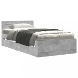 Cumpara ieftin Cadru de pat cu tablie, gri beton, 75x190 cm, lemn prelucrat