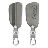 Husa Cheie Auto pentru VW - 3 Butoane, Piele nabuc, Gri, 52653.02, Kwmobile