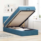 VidaXL Cadru de pat otoman cu saltea Albastru &icirc;nchis 100x200cm catifea