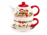 Cumpara ieftin Set ceasca ceainic ceramica multicolora Craciun cm 17,5 x 11,5 x 16 H