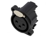 Soclu XLR mamă 3 pini unghi 90&deg; cu buton