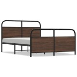Cumpara ieftin Cadru pat metalic fara saltea, Stejar maro, 137x190 cm