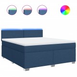 Cumpara ieftin Pat box spring cu saltea, albastru, 180x200 cm, material textil