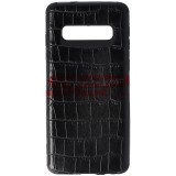 Husa Samsung Galaxy S10, Tip Portofel, Piele Crocodil, Neagra
