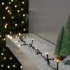 Instalatie de craciun 8 jocuri de lumini, controler, liniara, 17 m, din care 1 m cablu priza 220v, 200 led, fir negru, alb cald, Oem