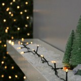 Instalatie de craciun 8 jocuri de lumini, controler, liniara, 17 m, din care 1 m cablu priza 220v, 200 led, fir negru, alb cald, Oem