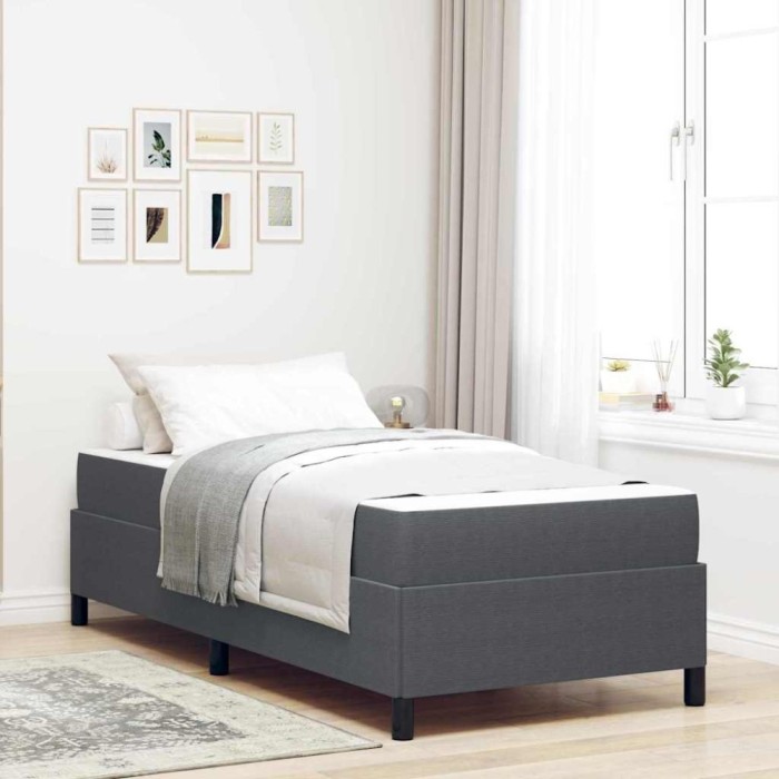 vidaXL Cadru de pat Gri &icirc;nchis 90 x 200 cm Țesătură de catifea 3399101