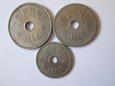 Lot 3 monede Romania:5,10,20 Bani 1905-1906 foto