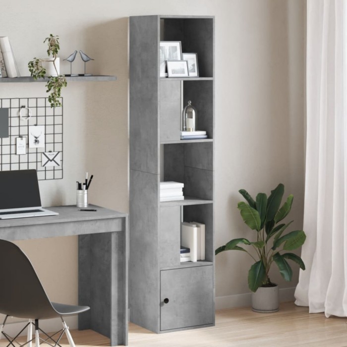 Gossi biblioteca, gri beton, 40x36x189 cm, lemn compozit