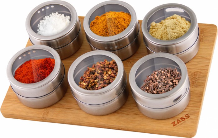 Set 6 recipiente de condimente + suport magnetic Zass Gourmet ZG-MSR 01 - NOU