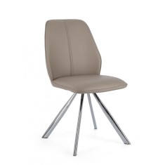 Set 4 scaune crom imitatie piele bej Maxwell 44x62x88 cm