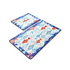 Set 2 Covorase baie Finny Frame, 60 x 100 cm, 50 x 60 cm, Antiderapant, Multicolor