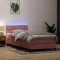 vidaXL Pat box spring cu saltea, roz, 80x220 cm, catifea 3317198