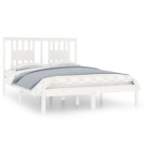 Cumpara ieftin Cadru de pat, alb, 140x190 cm, lemn masiv de pin
