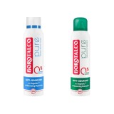 Set Borotalco Pure: Deodorant spray Pure Blue + Deodorant spray Pure Original, 0% saruri de aluminiu, 150 ml