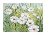Cumpara ieftin Tablou 3D cu flori pictat manual, Margarete in camp, 80x60cm ulei pe panza in cutit, Valentin Pop