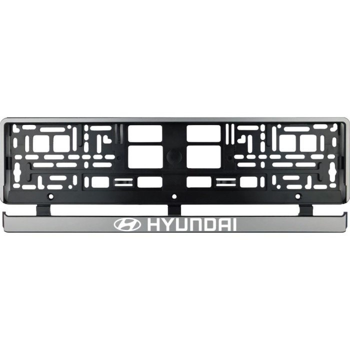 Set 2 bucati, suport numar inmatriculare argintiu Hyundai I
