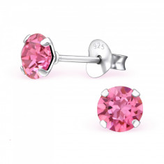 Cercei argint, Runda cu cristale Swarovski Rose, A4S28148-2