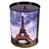 Pusculiță Metalică, Model Turnul Eiffel, Dimensiuni 12x15 cm, Fără Capac, Oem