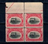 SUA 1901 - Expo Panamerican, 2c, East Express, tren, bloc de 4 neuzat