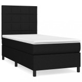 Cumpara ieftin Pat box spring cu saltea, negru, 90x190 cm, textil