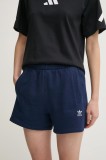 adidas Originals pantaloni scurti Essential femei, culoarea albastru marin, neted, high waist, JC8976