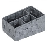 Coș Depozitare, Model Ratan, 4 Compartimente, Culoare Gri, Dimensiuni 20x14x10/8 cm, Oem